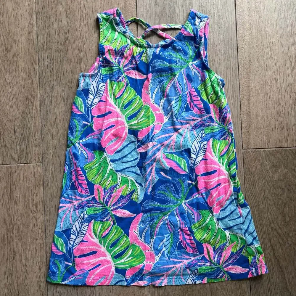 Lilly Pulitzer Kids Kristen Swing Dress Blue Grotto Beleaf In Yourself Size S